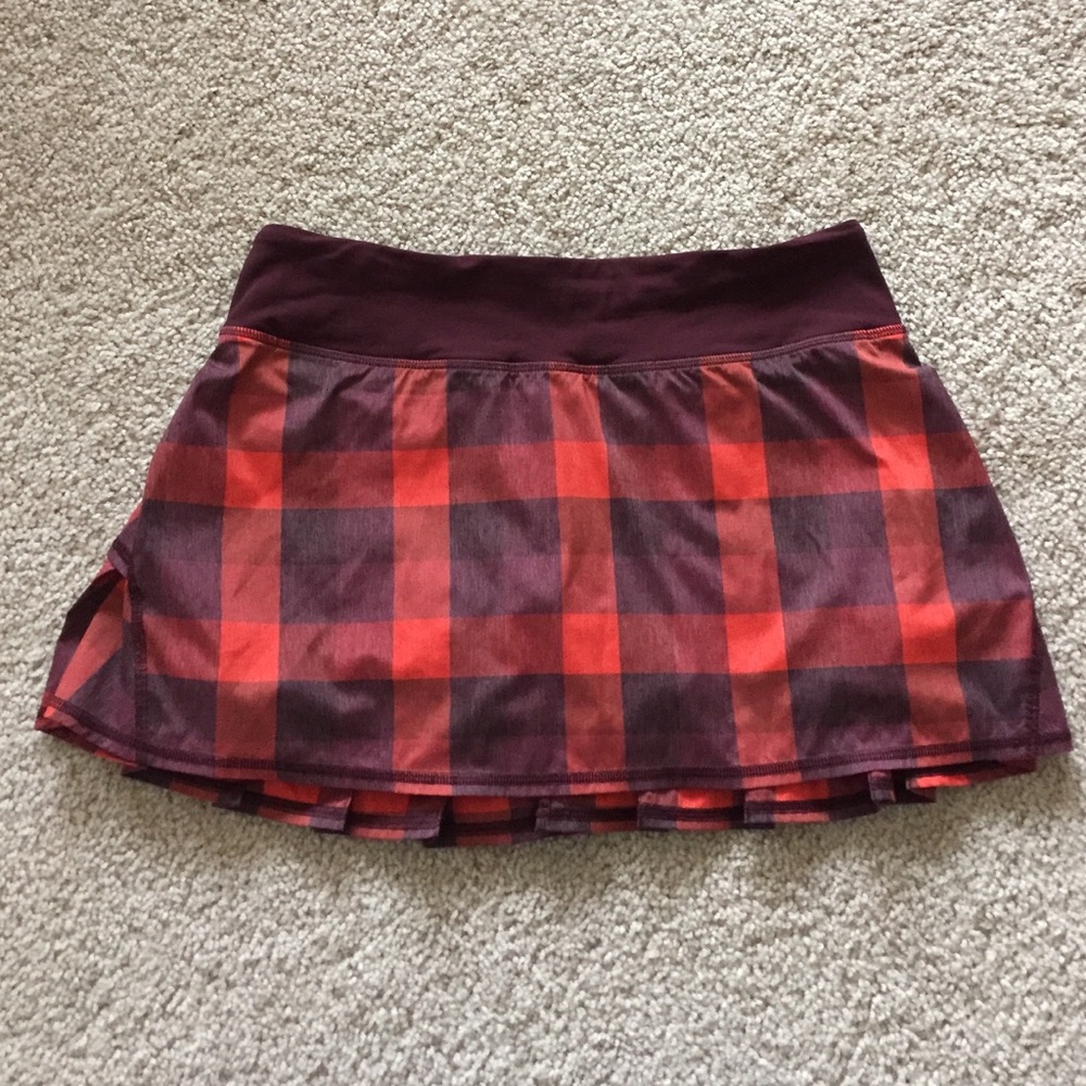 lululemon athletica Red and Burgundy Plaid Tennis Skort